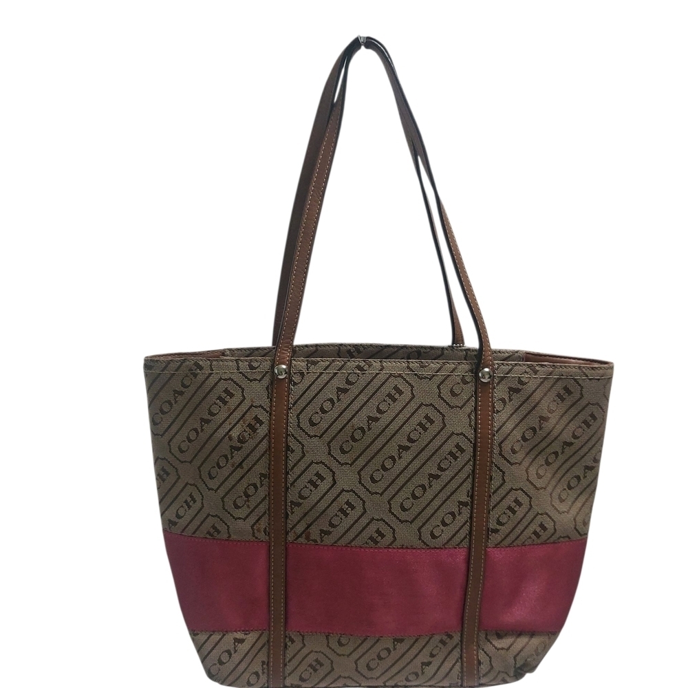Coach Lozenga Brown and Pink Geometric Tote